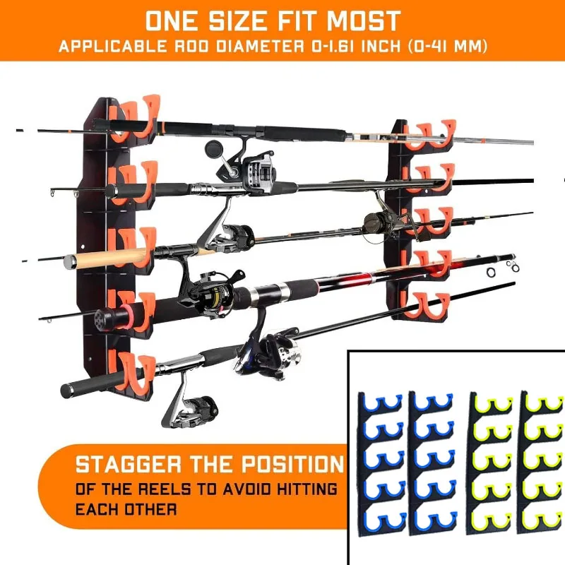 Fishing Rod Rack - Fishing Rod Holder for Garage Wall